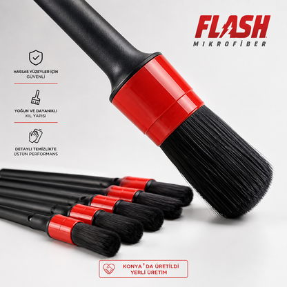 Flash Bez 5'li Uçları Değişebilen Oto Detay Fırça Seti